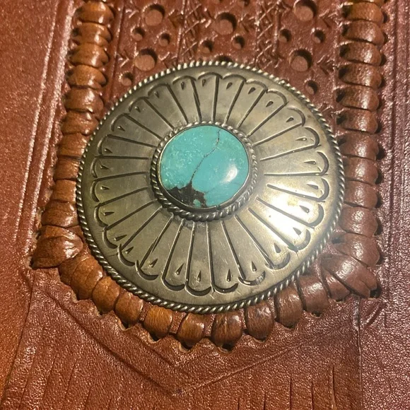 Vintage handmade western style leather handbag - Picture 2 of 6